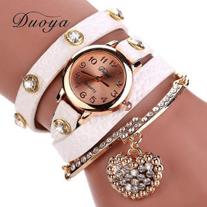 Duoya selling luxury fashion heart pendant women watches